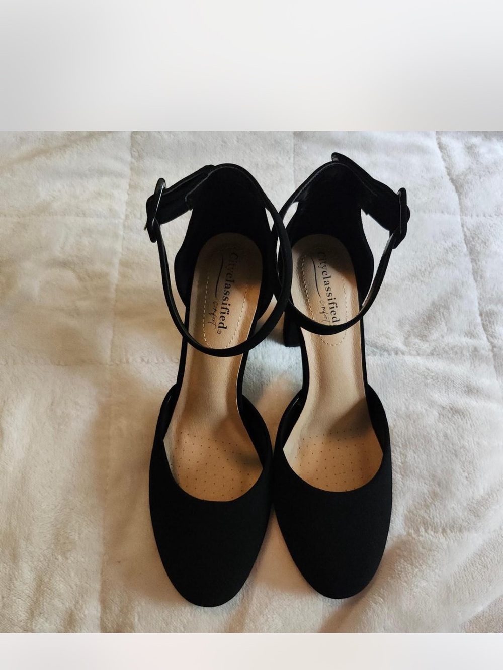 Cityclassified Black Ankle-Strap Block Heels
